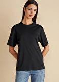 Brooks Brothers Bisiklet Yaka Siyah Kadın T-Shirt Bisiklet Yaka Oversize T-shirt
