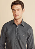 Brooks Brothers Slim Fit Klasik Yaka Antrasit Erkek Gömlek BBFW25MSH009