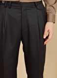 Brooks Brothers Normal Bel Duble Paça Standart Siyah Erkek Pantolon BBFW25MPT005