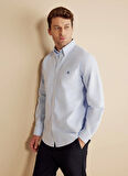 Brooks Brothers Regular Fit Düğmeli Yaka Mavi Erkek Gömlek BBFW25MSH007