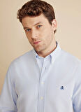 Brooks Brothers Regular Fit Düğmeli Yaka Mavi Erkek Gömlek BBFW25MSH007