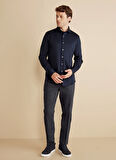 Brooks Brothers Slim Fit İtalyan Yaka Lacivert Erkek Gömlek BBFW25MSH032