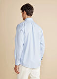 Brooks Brothers Regular Fit Düğmeli Yaka Mavi - Beyaz Erkek Gömlek BBFW25MSH005