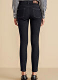 Brooks Brothers Normal Bel Dar Paça Slim Fit Lacivert Kadın Denim Pantolon Push-Up Skinny Denim Pantolon