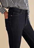 Brooks Brothers Normal Bel Dar Paça Slim Fit Lacivert Kadın Denim Pantolon Push-Up Skinny Denim Pantolon