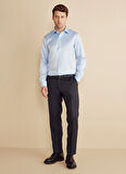 Brooks Brothers Slim Fit Klasik Yaka Mavi Erkek Gömlek BBFW25MSH017