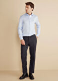 Brooks Brothers Slim Fit Klasik Yaka Mavi - Beyaz Erkek Gömlek BBFW25MSH024