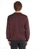 Ted Baker Bisiklet Yaka Nakışlı Bordo Erkek Sweatshırt TBMRTS1030
