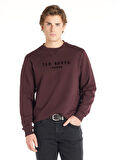 Ted Baker Bisiklet Yaka Nakışlı Bordo Erkek Sweatshırt TBMRTS1030