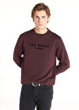 Ted Baker Bisiklet Yaka Nakışlı Bordo Erkek Sweatshırt TBMRTS1030
