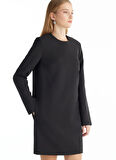 Ted Baker Bisiklet Yaka Düz Siyah Mini Kadın Elbise TBWRDR1000