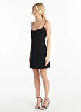 Ted Baker Klasik Yaka Düz Siyah Mini Kadın Elbise TBWROC1000