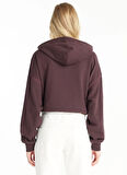 Ted Baker Kapüşon Yaka Düz Bordo Kadın Sweatshırt TBWRTS1034