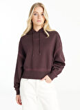 Ted Baker Kapüşon Yaka Düz Bordo Kadın Sweatshırt TBWRTS1034