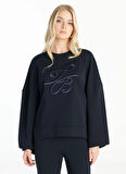 Ted Baker Bisiklet Yaka Nakışlı Lacivert Kadın Sweatshırt TBWRTS1023