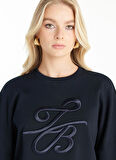 Ted Baker Bisiklet Yaka Nakışlı Lacivert Kadın Sweatshırt TBWRTS1023