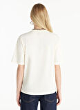 Ted Baker Bisiklet Yaka Baskılı Ekru Kadın T-Shirt TBWRTS1054