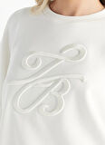 Ted Baker Bisiklet Yaka Nakışlı Ekru Kadın Sweatshırt TBWRTS1023