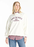Ted Baker Bisiklet Yaka Baskılı Ekru Kadın Sweatshırt TBWRTS1035