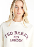 Ted Baker Bisiklet Yaka Baskılı Ekru Kadın Sweatshırt TBWRTS1035