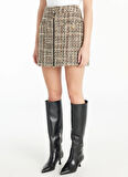 Ted Baker Normal Bel Kahve Kadın Tüvit Mini Etek TBWRSK1001