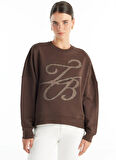 Ted Baker Balıkçı Yaka Nakışlı Koyu Kahve Kadın Sweatshırt TBWRTS1083