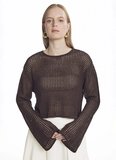 Ted Baker Kahverengi Kadın Kayık Yaka Ajurlu Kazak TBWRKW2011