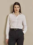 Brooks Brothers Beyaz Kadın Slim Fit Nakışlı Gömlek BBSS26FSH027