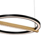 April Siyah 58 Watt Yuvarlak Ahşap Desenli Modern Salon Led Sarkıt Avize