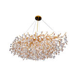 Masal Sıralı Gold Yemek Masası Üstü, Kristal Taşlı Modern, Oturma Odası, Salon Avize