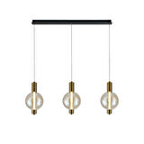 Mira Siyah 3'lü Sıralı Bal Camlı 10 Watt Modern Salon Led Sarkıt Avize