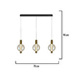 Mira Siyah 3'lü Sıralı Bal Camlı 10 Watt Modern Salon Led Sarkıt Avize