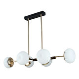 Pura Sıralı Siyah Gold 60 Watt Modern Oturma Odası, Yemek Masası Üstü,  Salon Avize