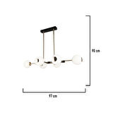 Sofia Sıralı 60 Watt Siyah Gold Modern Oturma Odası, Yemek Masası Üstü,  Salon Avize