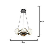 Firuze 6'lı 36 Watt Eskitme Kristal Taşlı Modern Tasarım Salon Led Avize