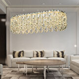 Zora Krom Sıralı 51 Watt Kristal Taşlı Modern Tasarım Yemeke Masası Üstü Salon  Led Avize