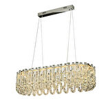 Zora Krom Sıralı 51 Watt Kristal Taşlı Modern Tasarım Yemeke Masası Üstü Salon  Led Avize