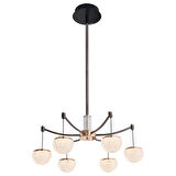 Derem 6lı Siyah Gold 80 Watt Yuvarlak Kristal Taşlı Salon Led Sarkıt Avize