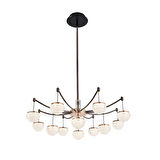 Derem 12'li Siyah Gold 160 Watt Yuvarlak Kristal Taşlı Salon Led Sarkıt Avize