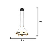 Dilay 8'li Siyah Gold Yuvarlak 80 Watt Modern, Kafe Restoran, Salon Led Sarkıt Avize