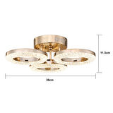 Oylum 3'lü Gold 24 Watt Kristalli Koridor Salon Led Plafonyer Avize