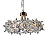 Mercan 60'lık Yuvarlak Gold Kristal Taşlı Modern Oturma Odası, Salon Avize