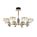 Ekerd 8'li Gold 70 Watt Yuvarlak Kristalli Modern Sarkıt Salon Led Avize