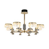 Ekerd 8'li Gold 70 Watt Yuvarlak Kristalli Modern Sarkıt Salon Led Avize