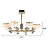Ekerd 8'li Gold 70 Watt Yuvarlak Kristalli Modern Sarkıt Salon Led Avize