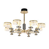 Ekerd 8'li Gold 70 Watt Yuvarlak Kristalli Modern Sarkıt Salon Led Avize