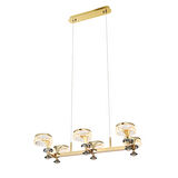 Ekerd 6'lı Gold 100 Watt Sıralı Yemek Masası Üstü Kristalli Modern Sarkıt Salon Led Avize