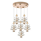 Serap 6'Lı 65 Watt 3000K Yuvarlak Gold Kristal Taşlı Ledli Salon Avize