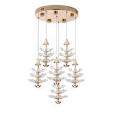 Serap 6'Lı 65 Watt 3000K Yuvarlak Gold Kristal Taşlı Ledli Salon Avize