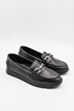 Venüs Kadın Hakiki Deri Tokalı Loafer Ayakkabı 25075610K - Siyah - 36